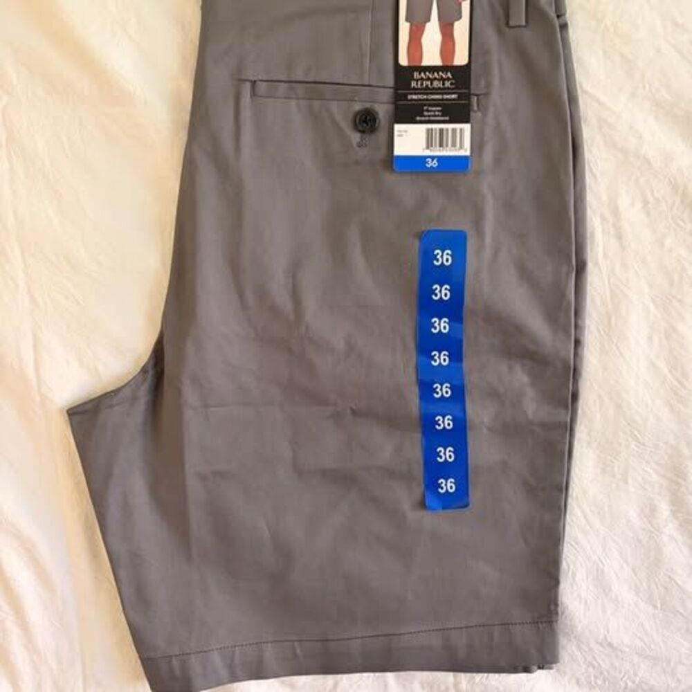 NWT Banana Republic Men's Stretch Chino Shorts - Gray (Size 36)